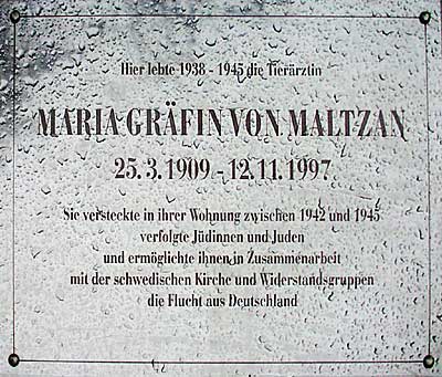 Gedenktafel; Gräfin von Maltzan, Maria, CharlottenburgWilmersdorf